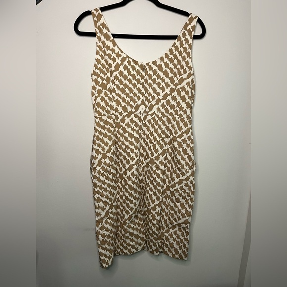 Women’s J Crew Sleeveless Linen Geometric Knee Length Dress Size 6 - Picture 1 of 5
